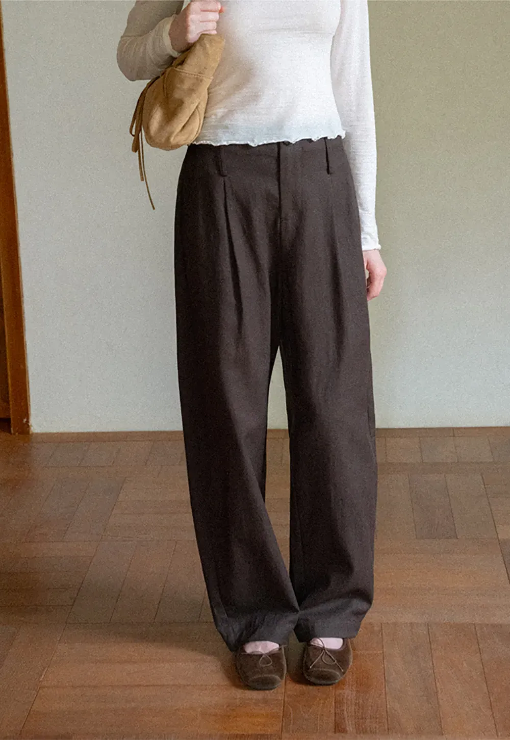 High Waist Pleated Wide Leg Casual Pants