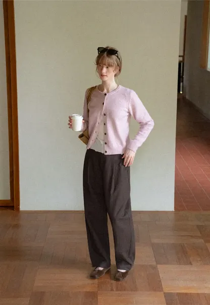 High Waist Pleated Wide Leg Casual Pants