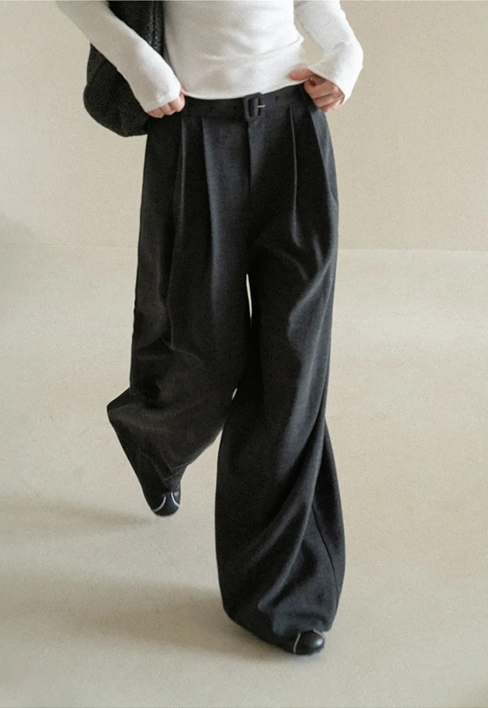 High Waist Pleated Wide Leg Casual Pants