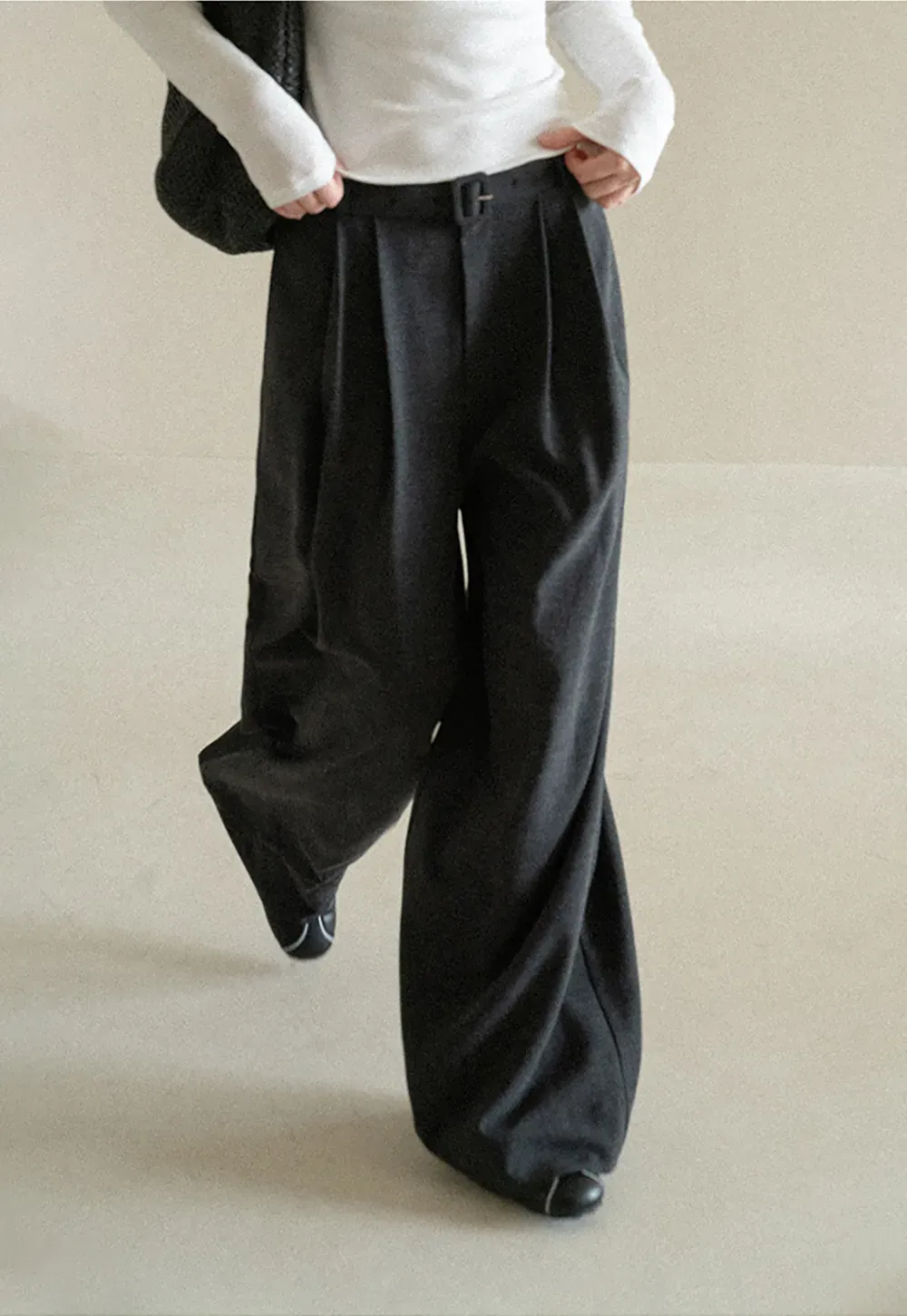 High Waist Pleated Wide Leg Casual Pants