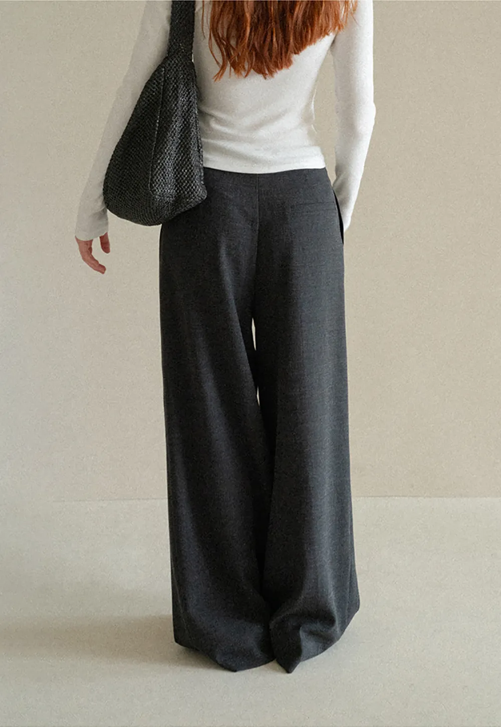 High Waist Pleated Wide Leg Casual Pants