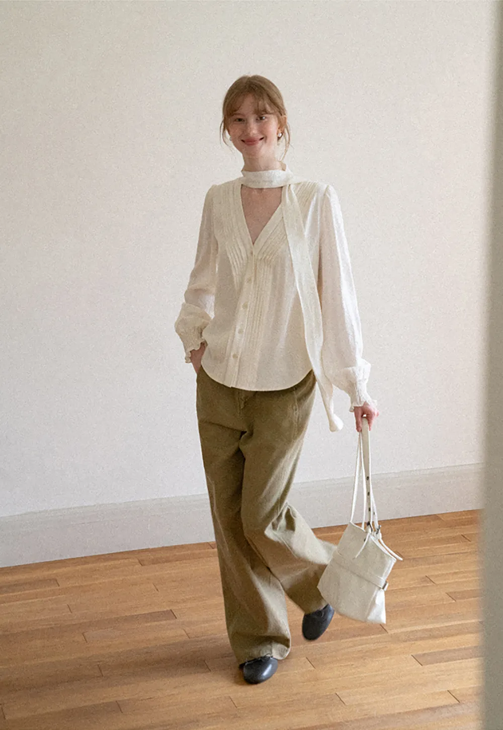 Wide Leg High Waist Pleated Casual Pants