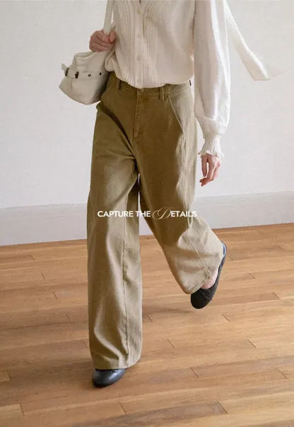 Wide Leg High Waist Pleated Casual Pants