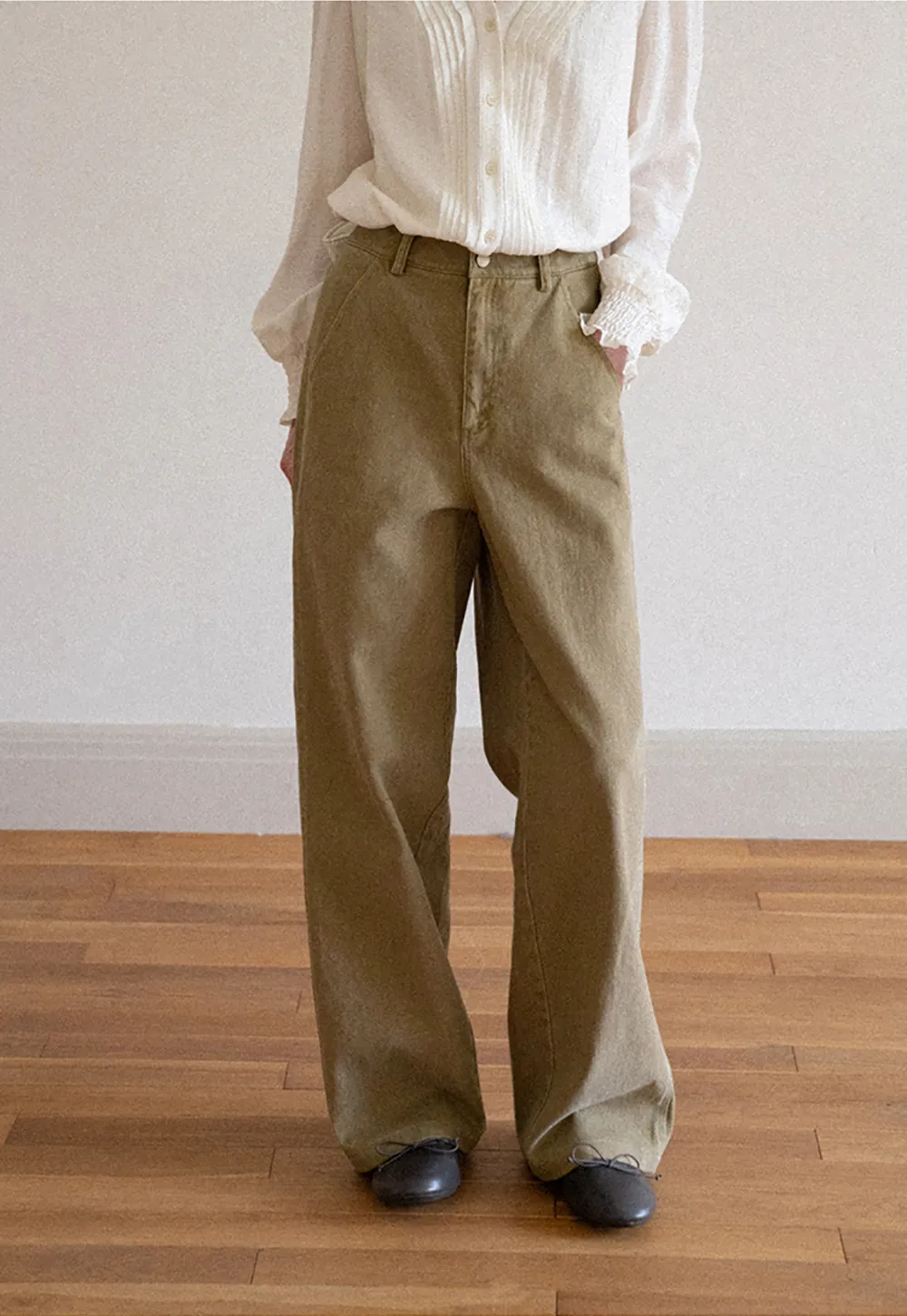 Wide Leg High Waist Pleated Casual Pants