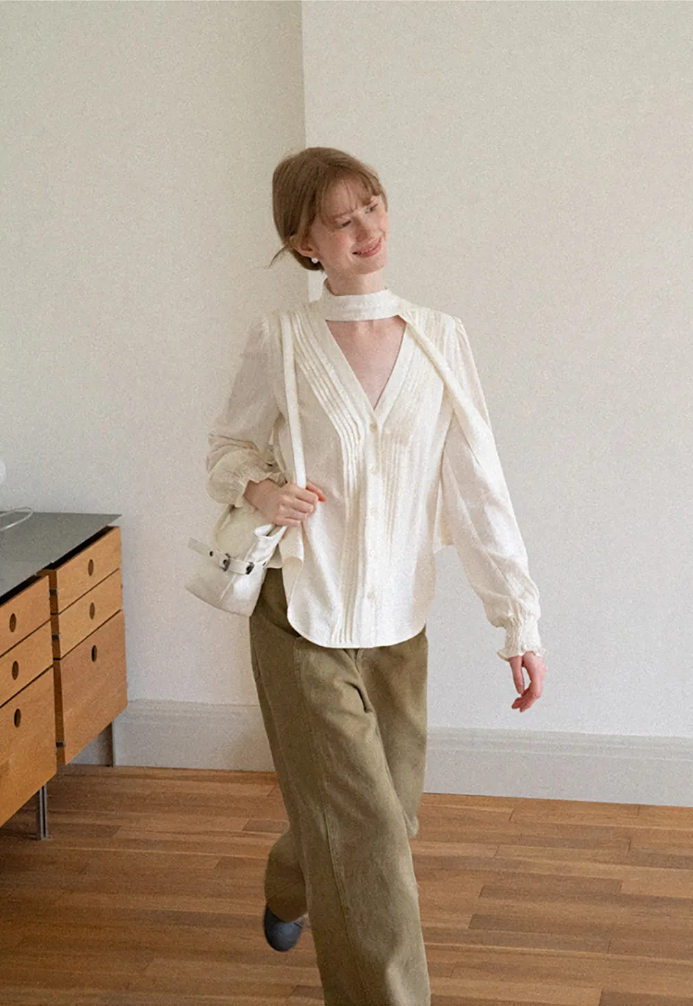 Wide Leg High Waist Pleated Casual Pants