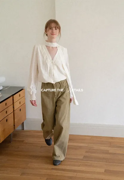 Wide Leg High Waist Pleated Casual Pants