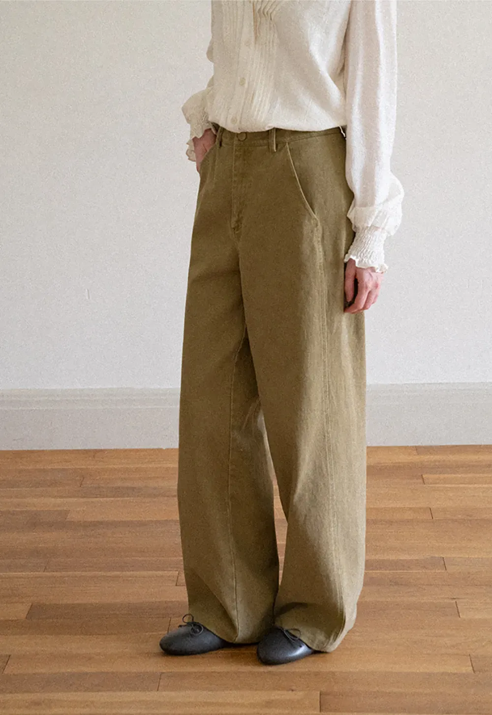 Wide Leg High Waist Pleated Casual Pants