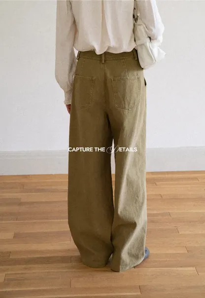 Wide Leg High Waist Pleated Casual Pants