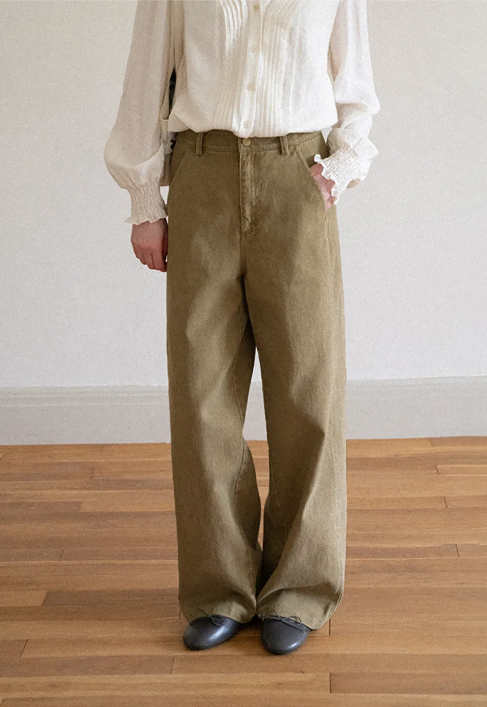 Wide Leg High Waist Pleated Casual Pants