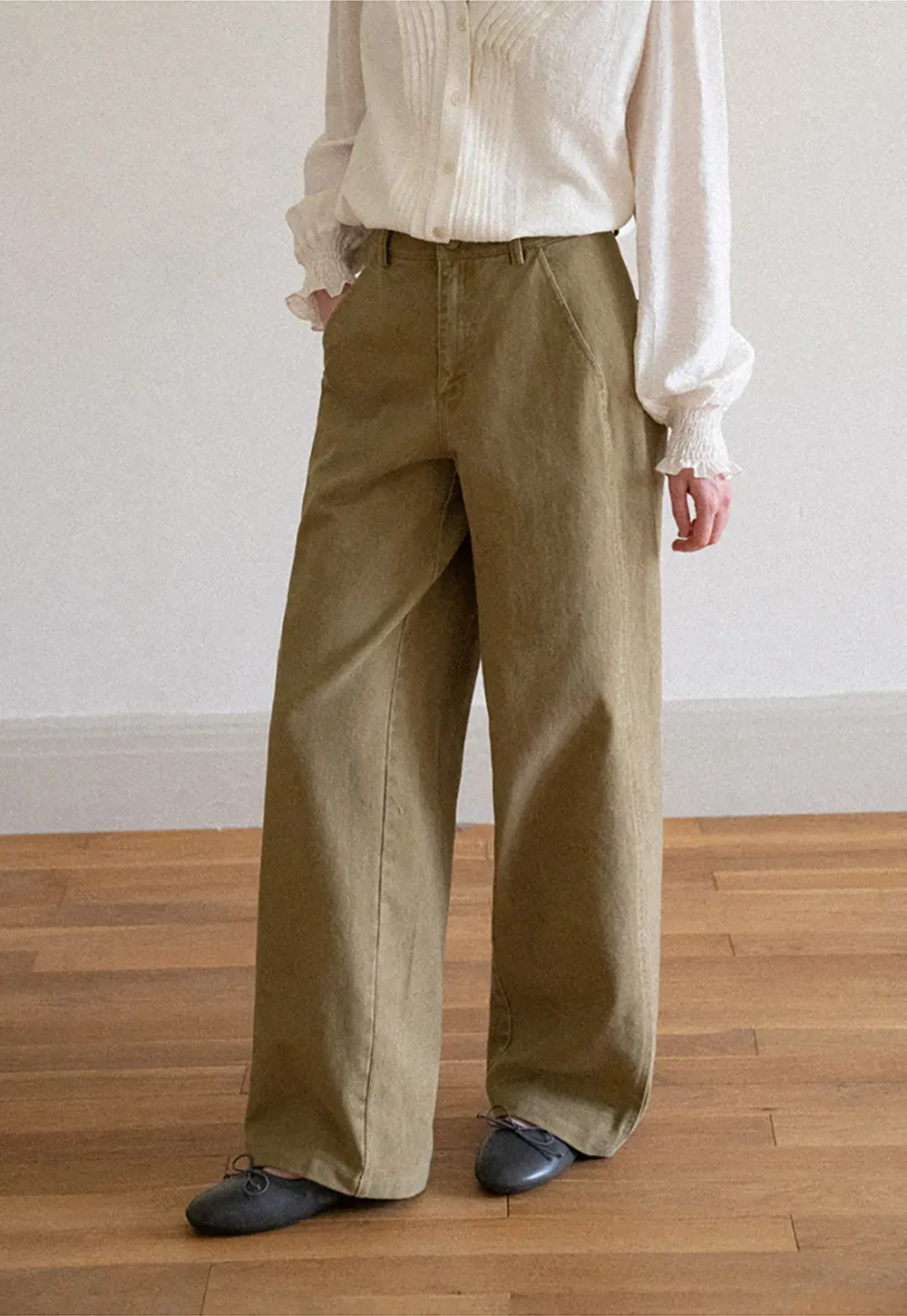 Wide Leg High Waist Pleated Casual Pants