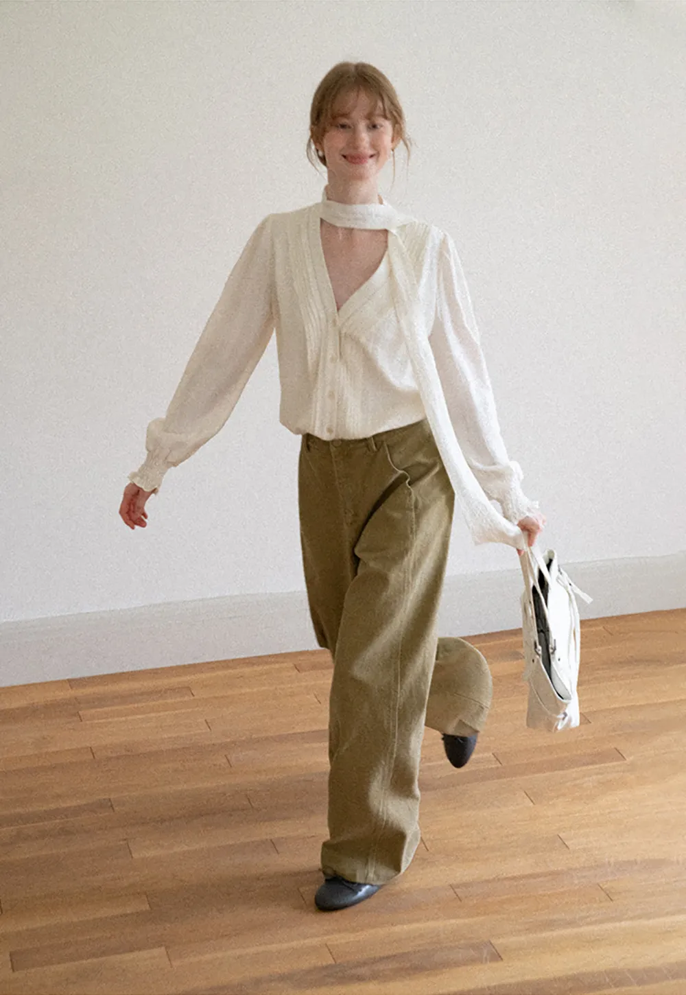 Wide Leg High Waist Pleated Casual Pants