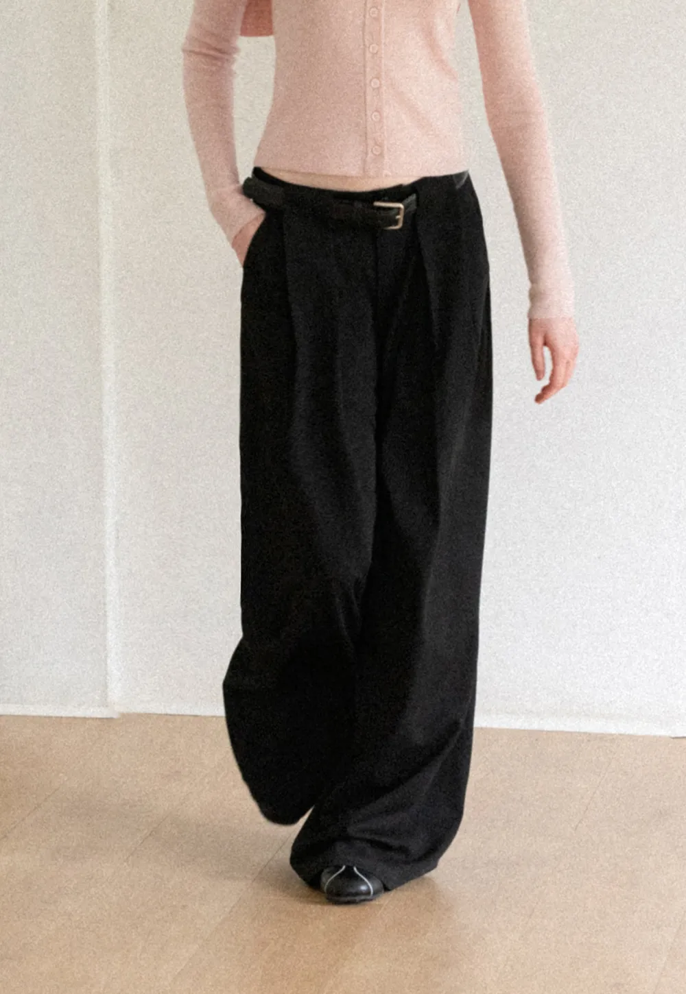 High Waist Pleated Wide Leg Casual Pants