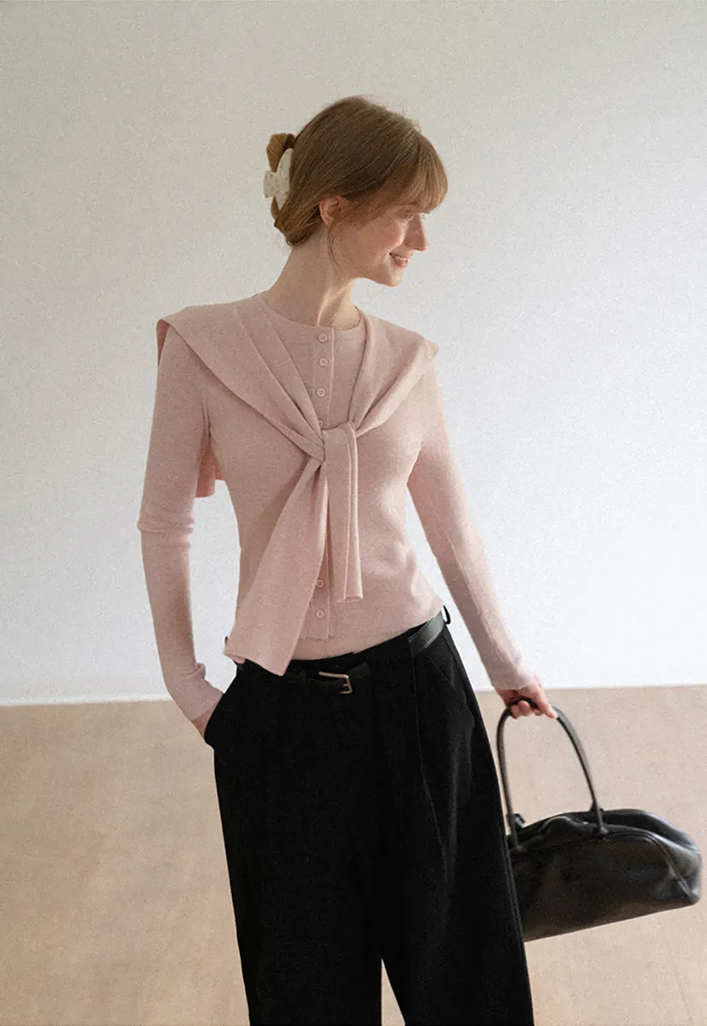 High Waist Pleated Wide Leg Casual Pants