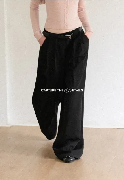 High Waist Pleated Wide Leg Casual Pants