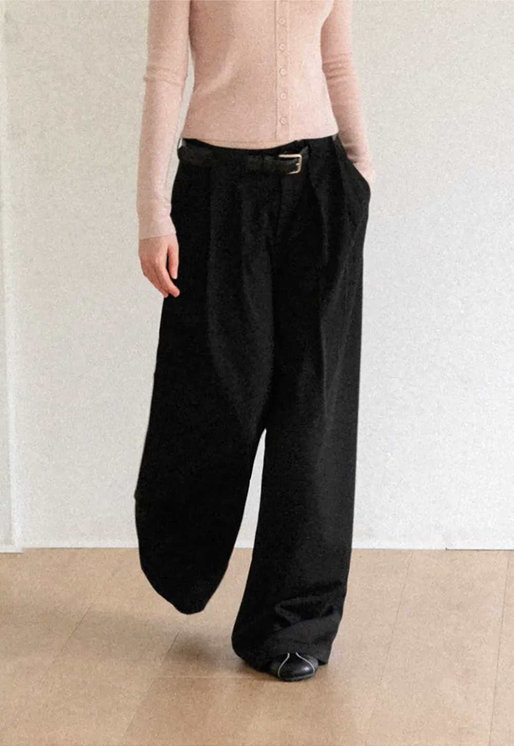 High Waist Pleated Wide Leg Casual Pants