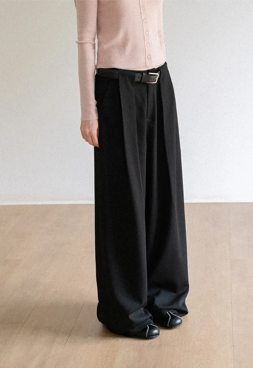 High Waist Pleated Wide Leg Casual Pants
