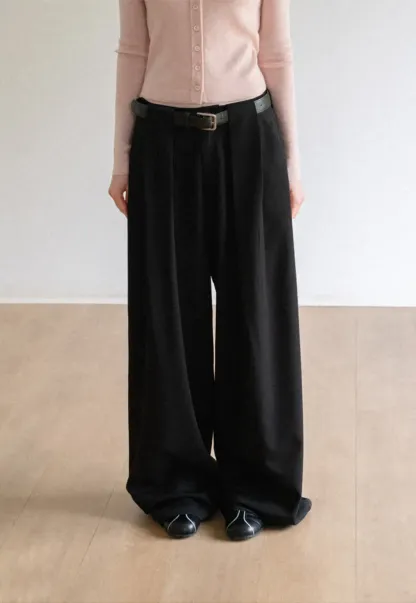High Waist Pleated Wide Leg Casual Pants