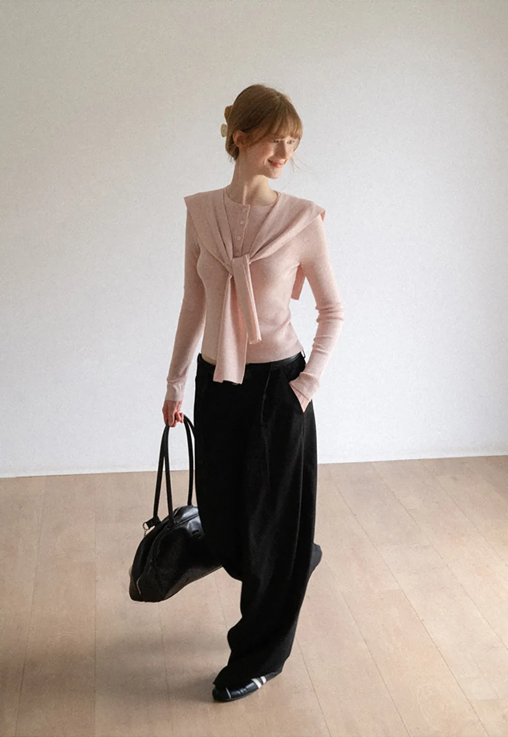 High Waist Pleated Wide Leg Casual Pants