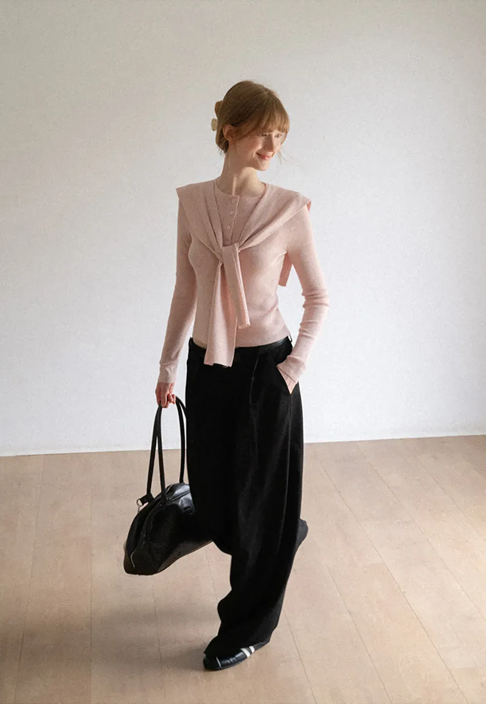 High Waist Pleated Wide Leg Casual Pants