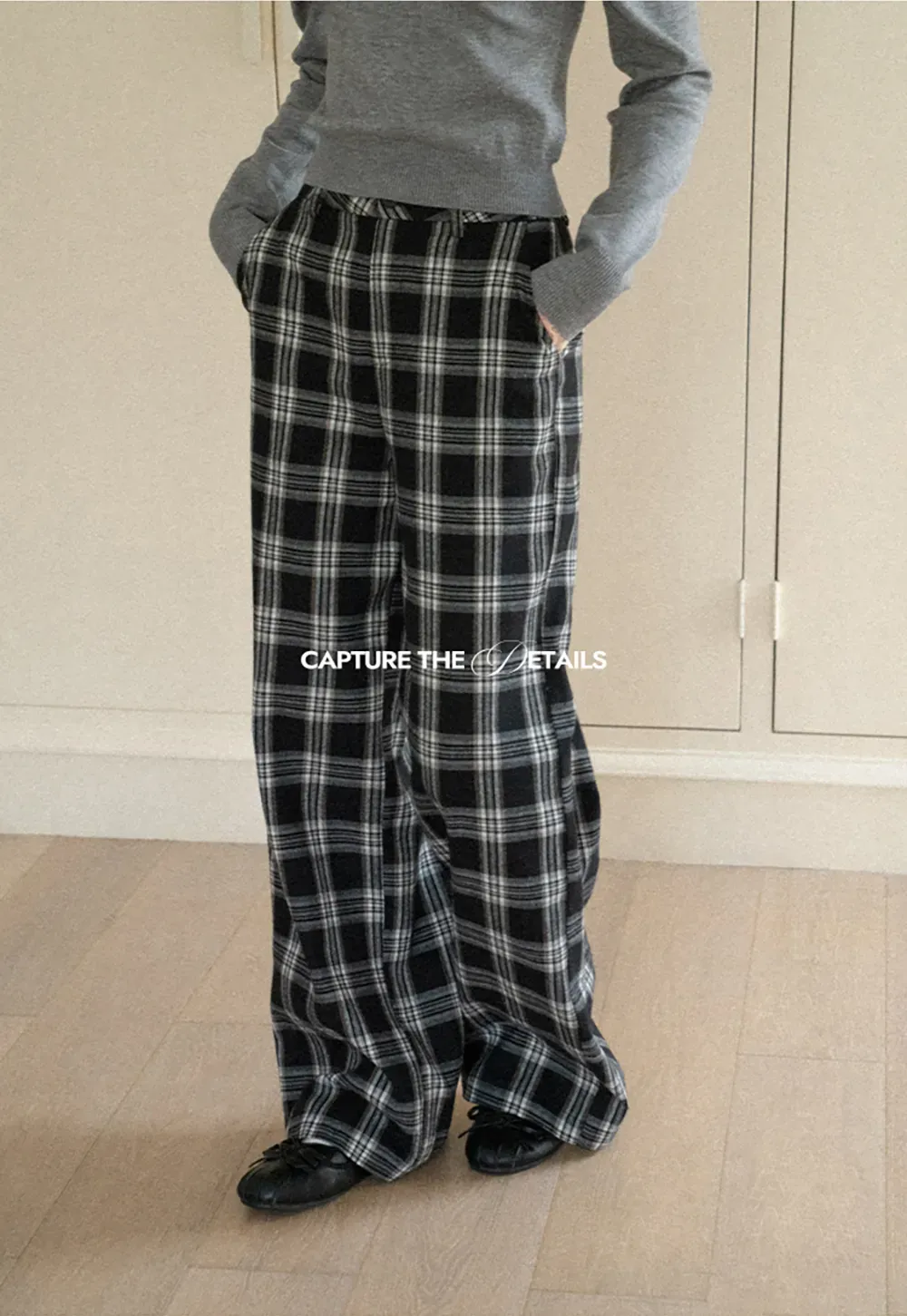 Wide Leg Plaid Pattern Casual Pants