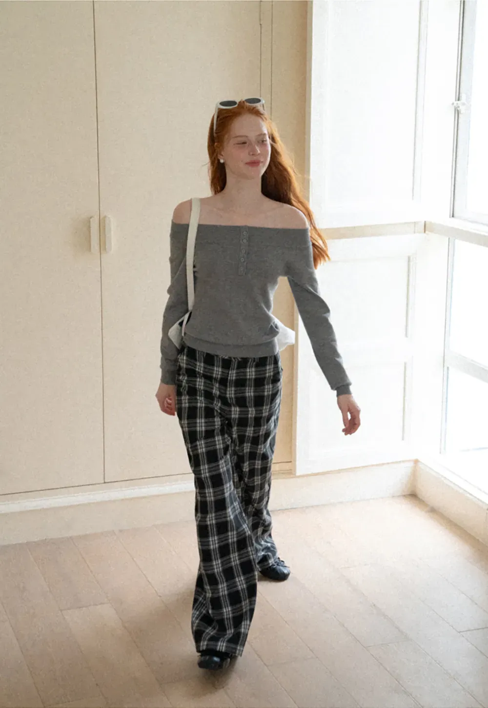 Wide Leg Plaid Pattern Casual Pants