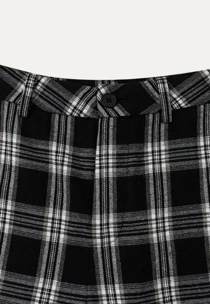 Wide Leg Plaid Pattern Casual Pants