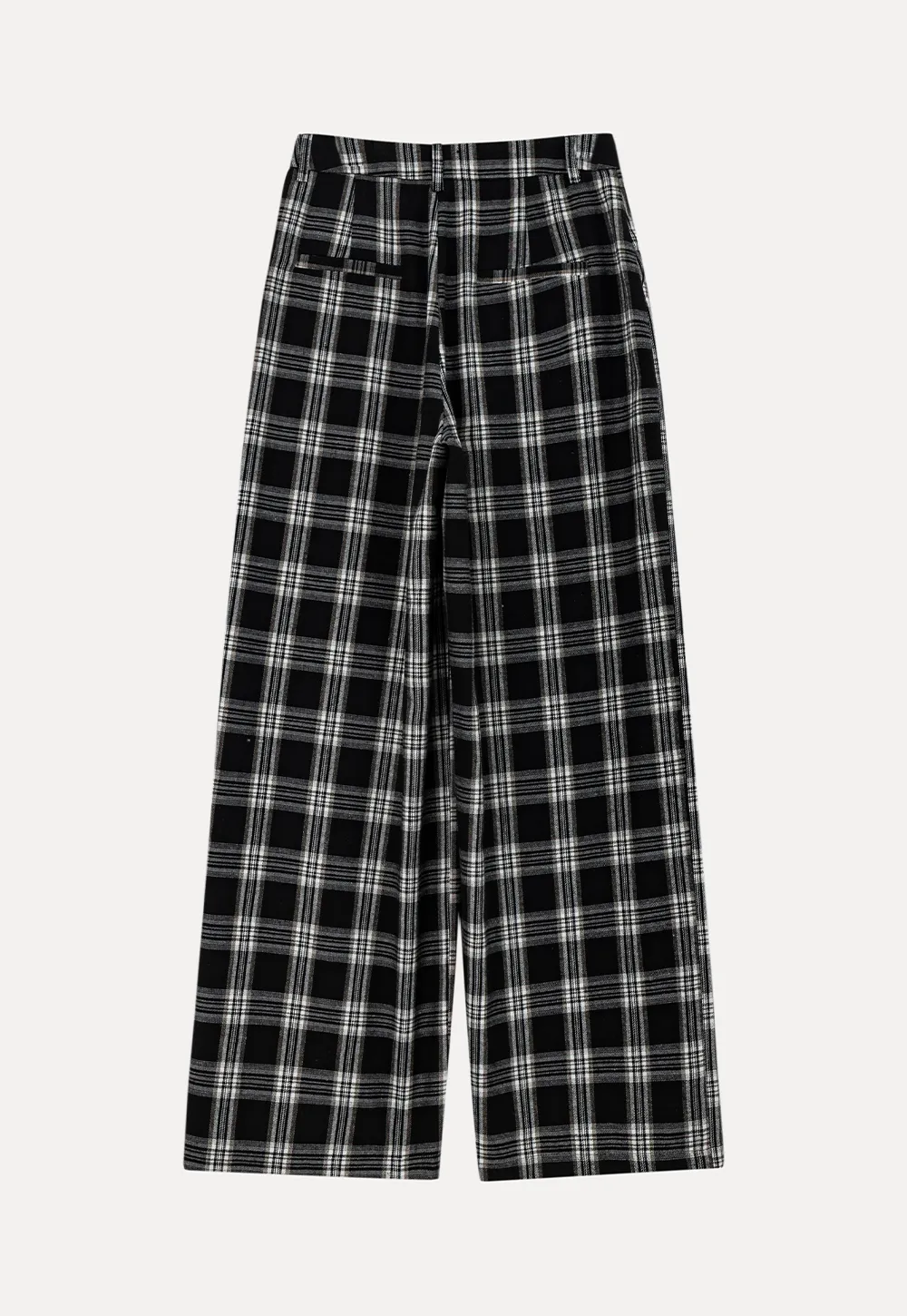 Wide Leg Plaid Pattern Casual Pants