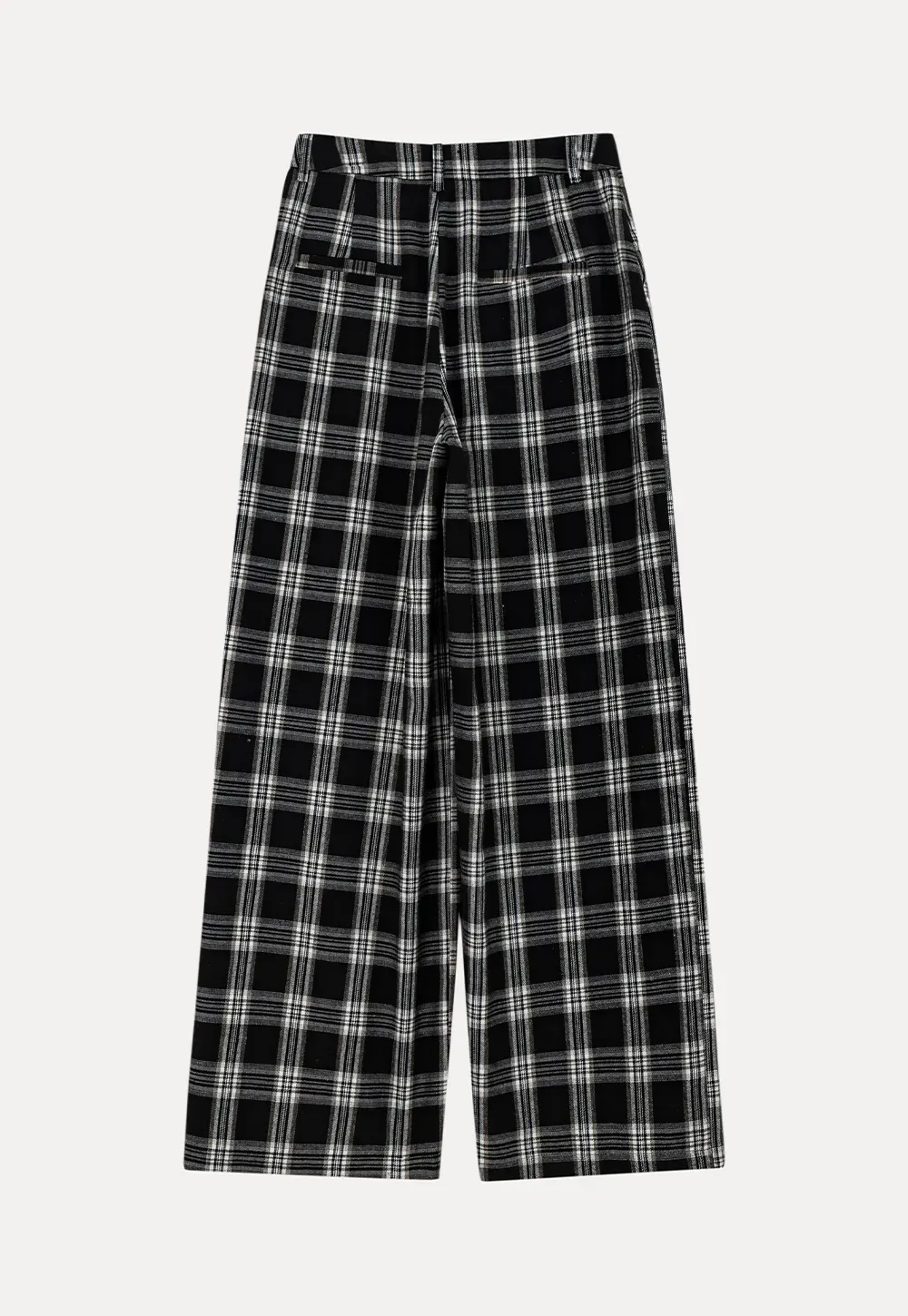 Wide Leg Plaid Pattern Casual Pants