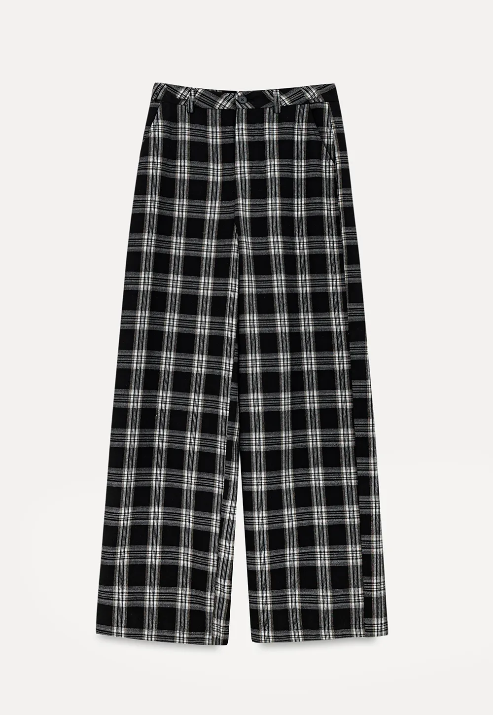 Wide Leg Plaid Pattern Casual Pants