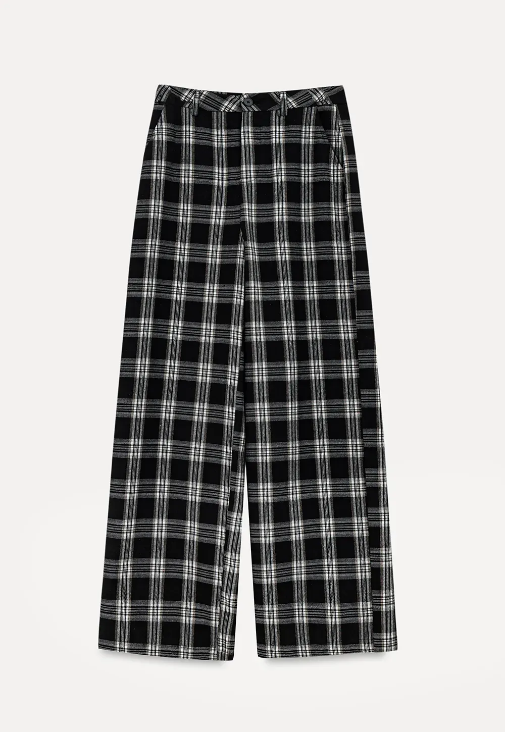 Wide Leg Plaid Pattern Casual Pants