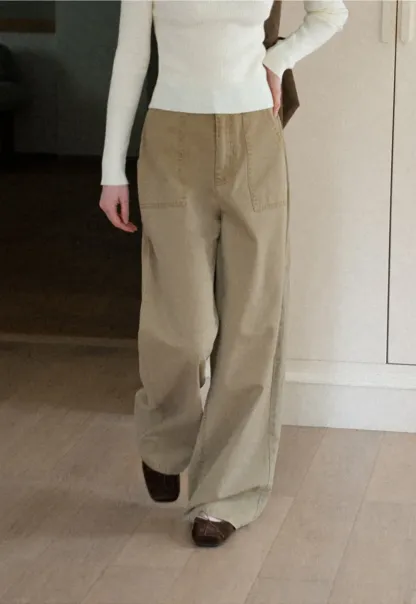 Wide Leg Cargo Pocket Casual Pants
