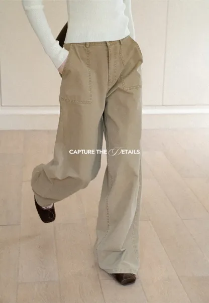 Wide Leg Cargo Pocket Casual Pants
