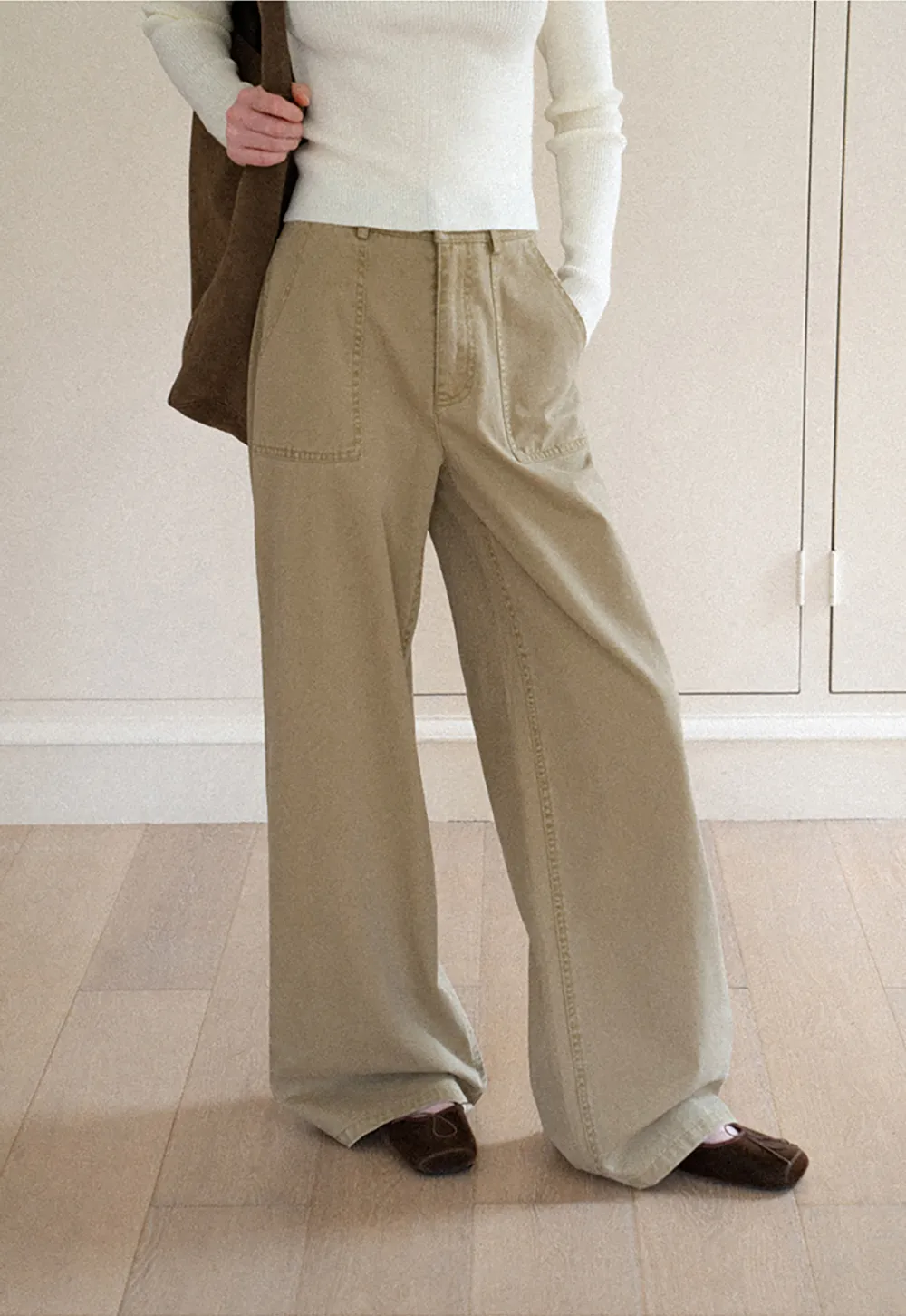 Wide Leg Cargo Pocket Casual Pants