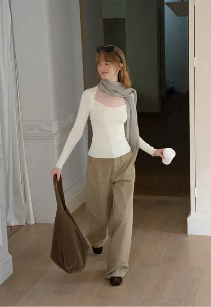 Wide Leg Cargo Pocket Casual Pants