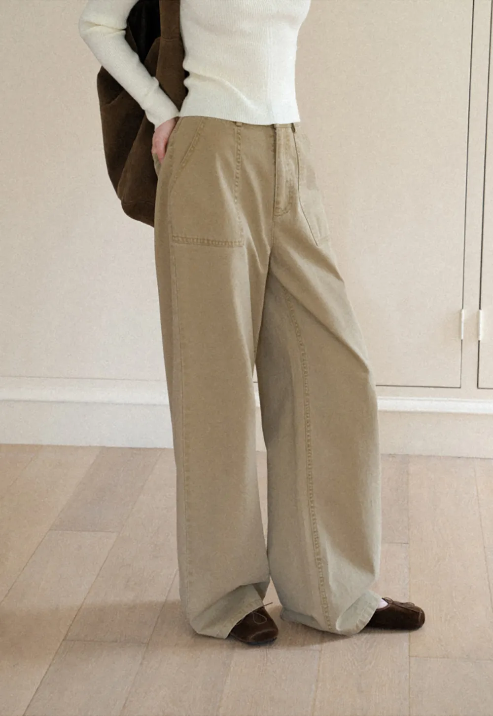 Wide Leg Cargo Pocket Casual Pants