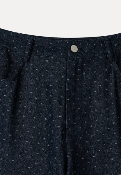 Wide Leg Polka Dot Patterned Casual Pants