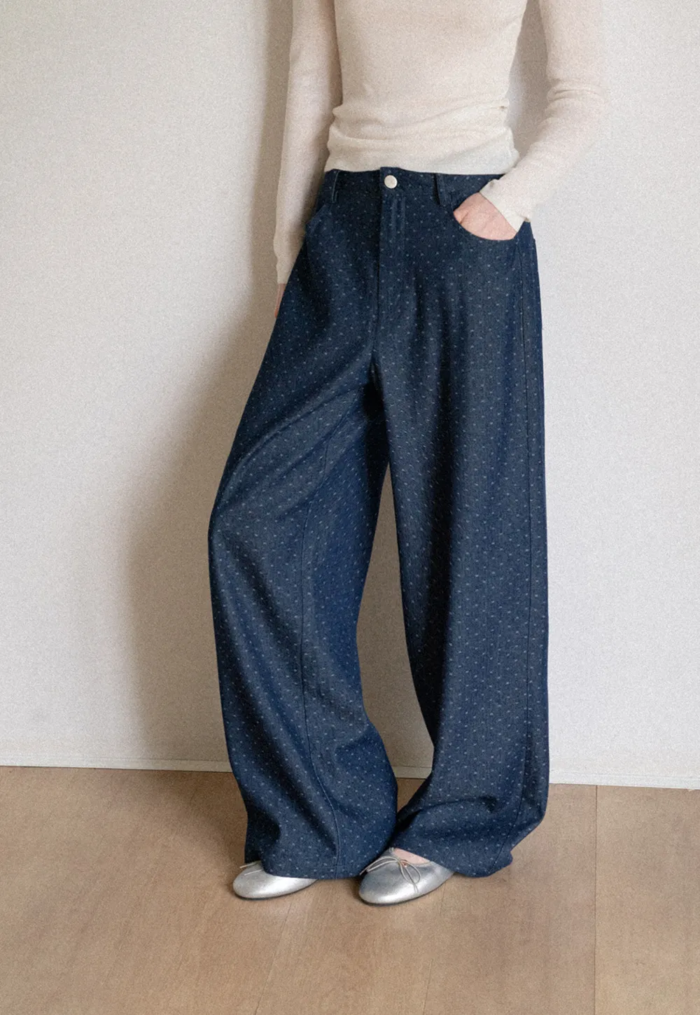 Wide Leg Polka Dot Patterned Casual Pants