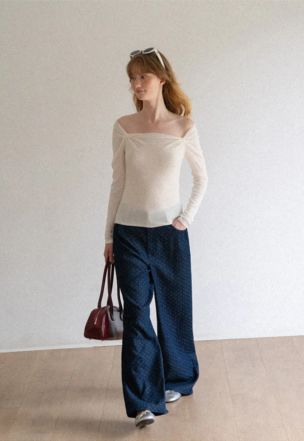 Wide Leg Polka Dot Patterned Casual Pants
