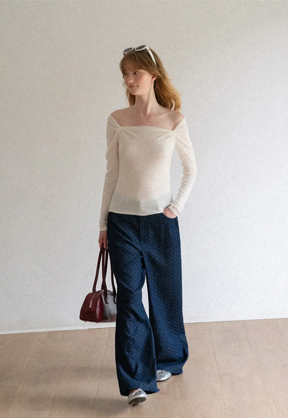 Wide Leg Polka Dot Patterned Casual Pants