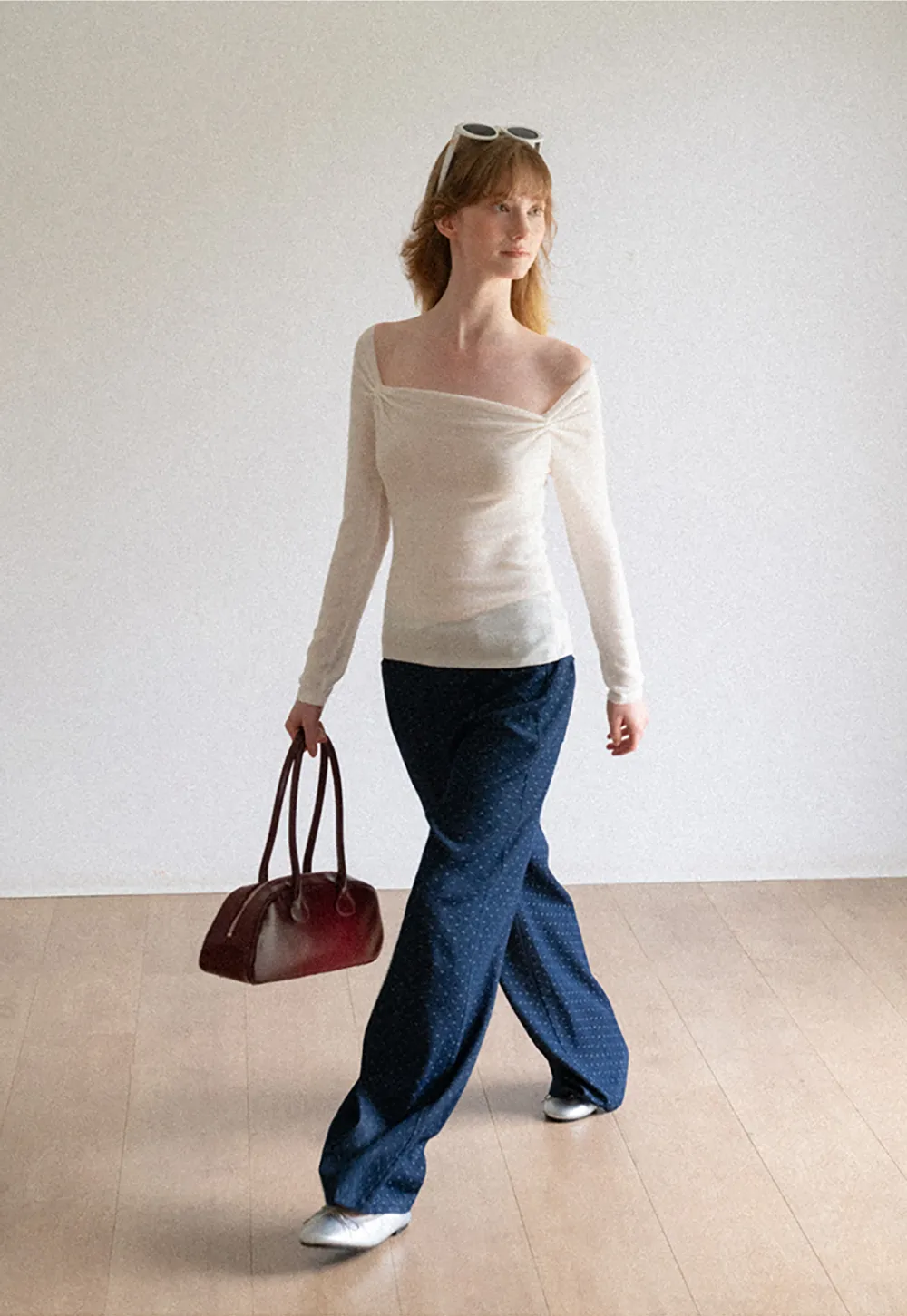 Wide Leg Polka Dot Patterned Casual Pants