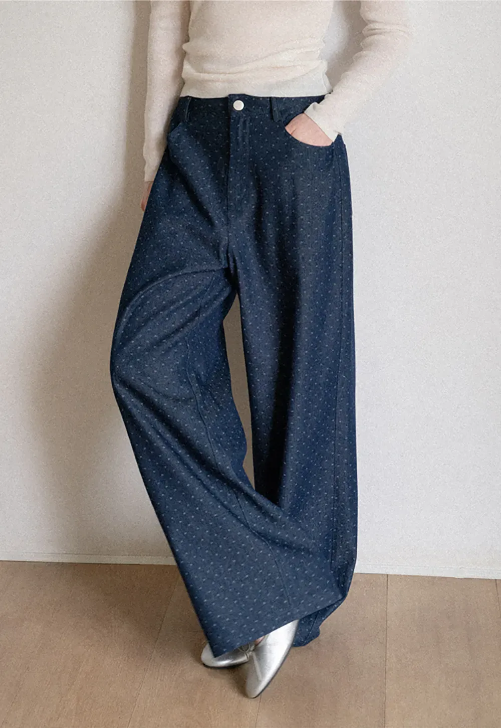 Wide Leg Polka Dot Patterned Casual Pants
