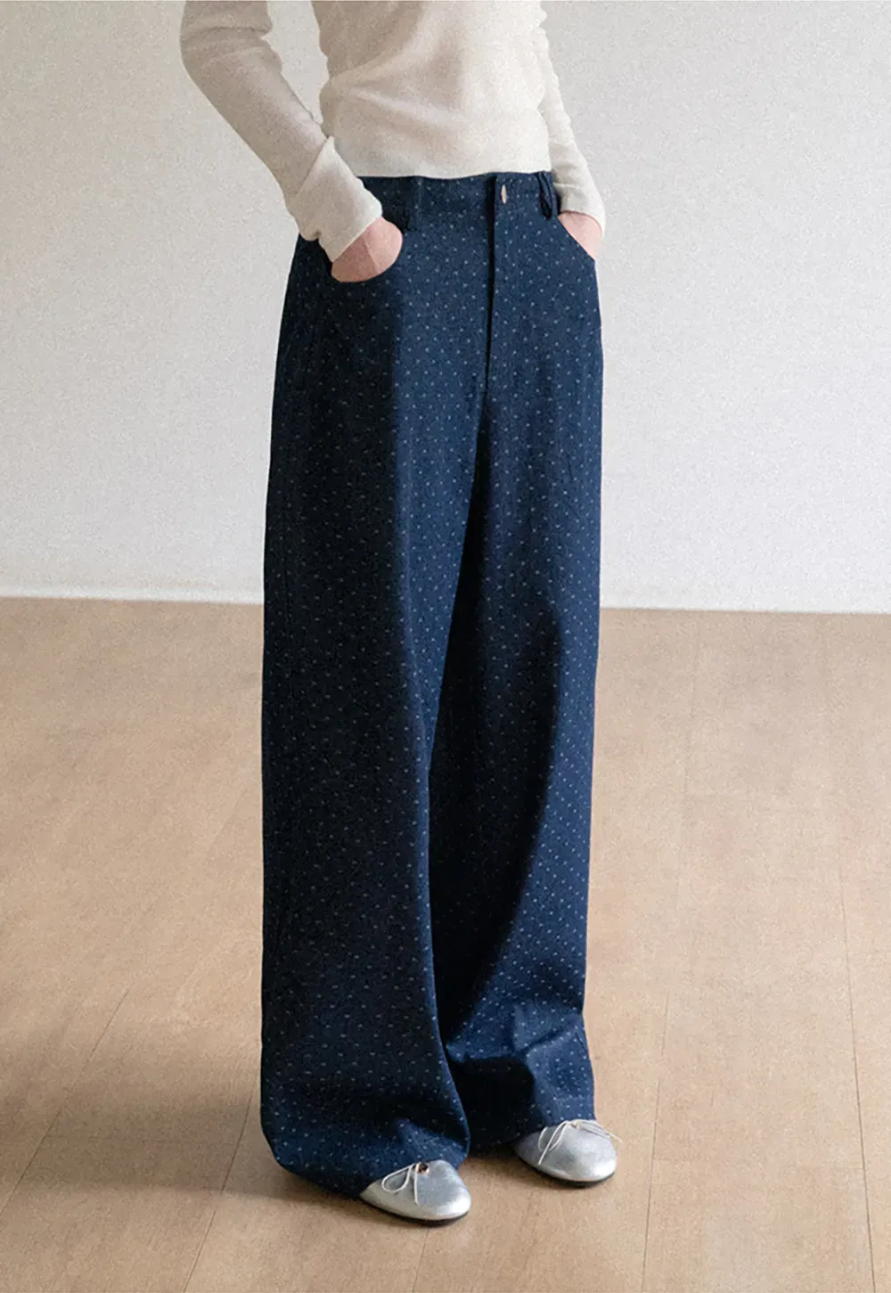 Wide Leg Polka Dot Patterned Casual Pants