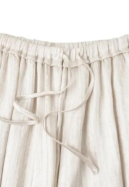 Lace Trim Elastic Cuff Wide Leg Casual Pants