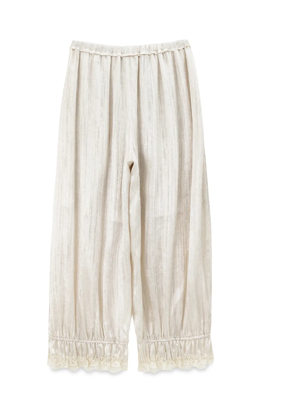 Lace Trim Elastic Cuff Wide Leg Casual Pants