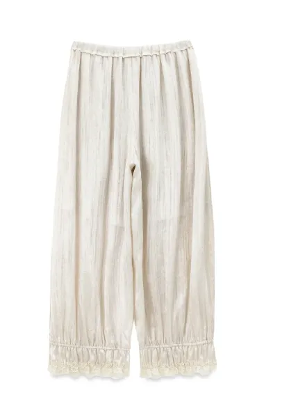 Lace Trim Elastic Cuff Wide Leg Casual Pants
