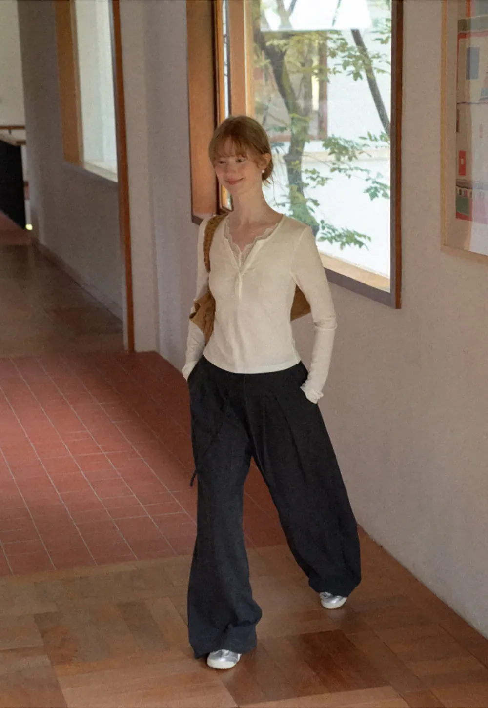 Wide Leg Pleated Casual Pants