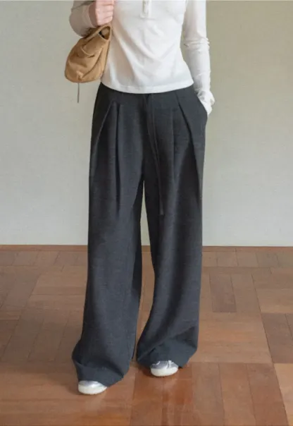 Wide Leg Pleated Casual Pants