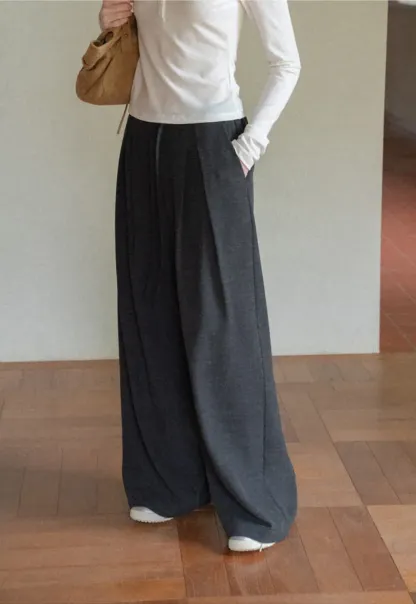 Wide Leg Pleated Casual Pants