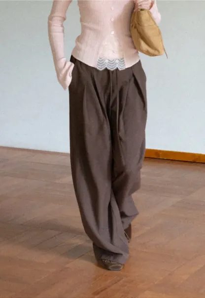 Wide Leg Pleated Casual Pants