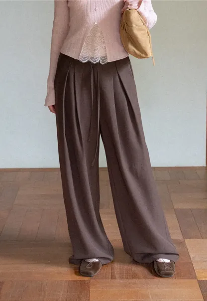 Wide Leg Pleated Casual Pants